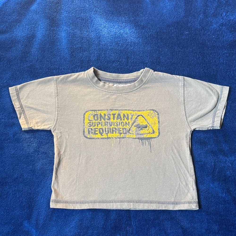 Kids Gray Graphic Tee with Yellow Print